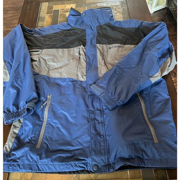 Columbia Interchange‎ Men's Sz L Jacket Coat Parka Waterproof Shell Blue Gray - Picture 3 of 10